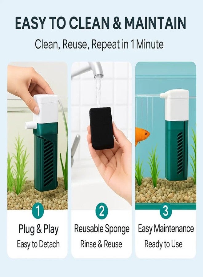 VAYINATO VY01F Mini Waterfall Internal Filter - Premium White, 2W Ultra Quiet Aquarium Filter, 280 L/H Flow, Suitable for Nano Fish Tanks & Small Aquariums - Image 5